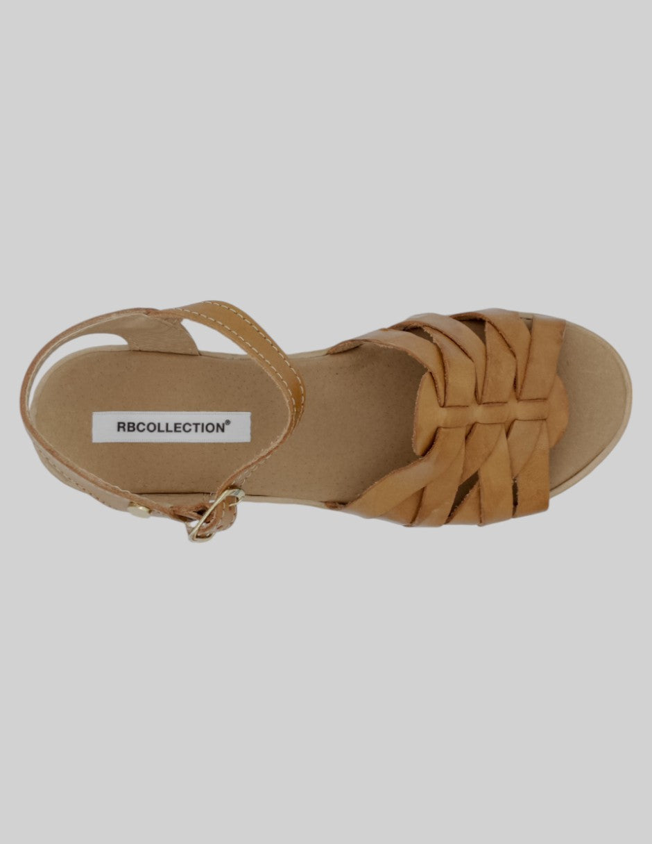 Sandalias con plataforma Hand Made en Piel - Café