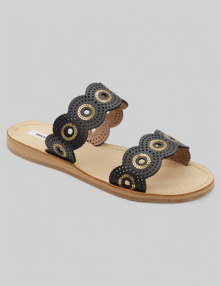 Sandalias de piso Exterior Piel Color Negro Para Mujer De RBCOLLECTION