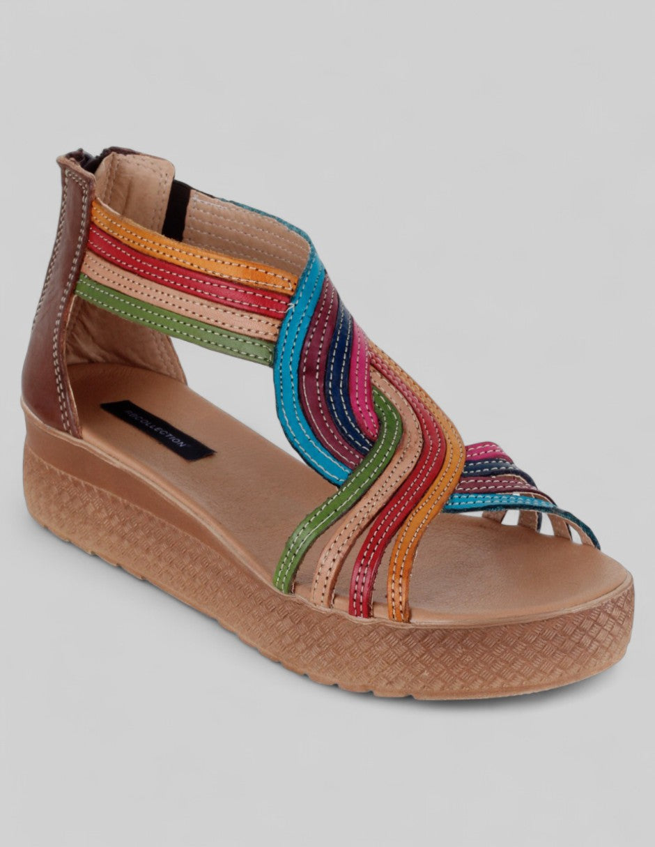 Sandalias con plataforma Hand made en Piel – Multicolor