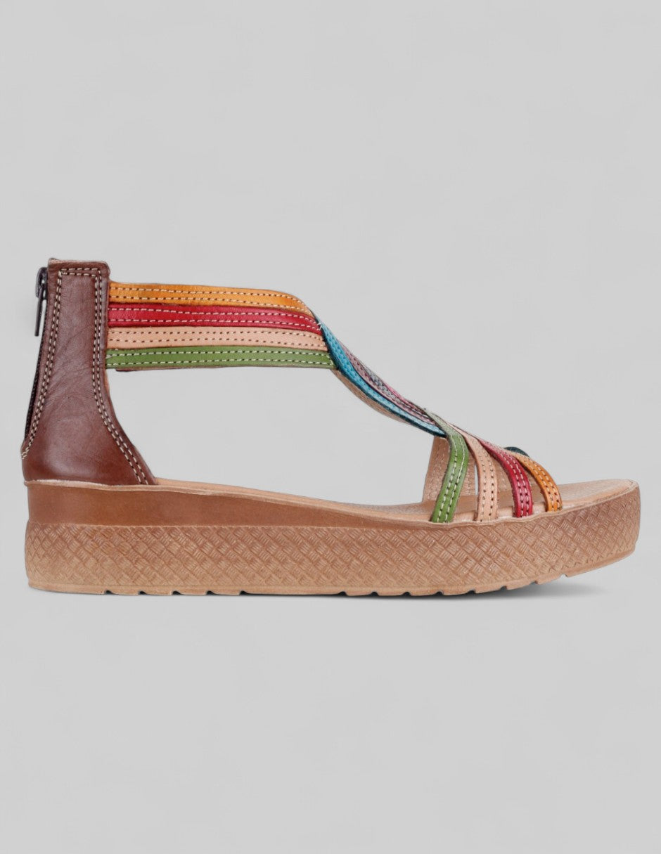 Sandalias con plataforma Hand made en Piel – Multicolor