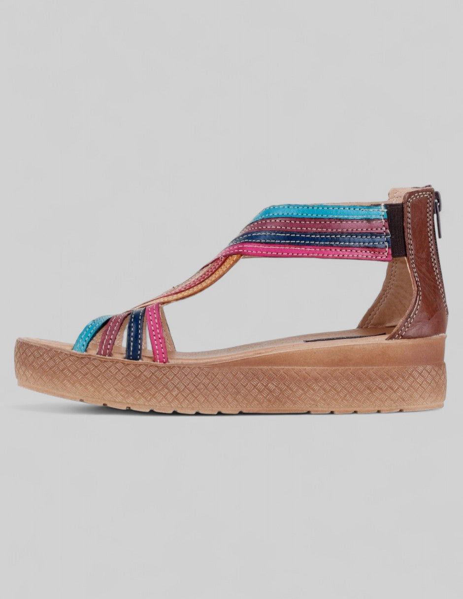Sandalias con plataforma Hand made en Piel – Multicolor