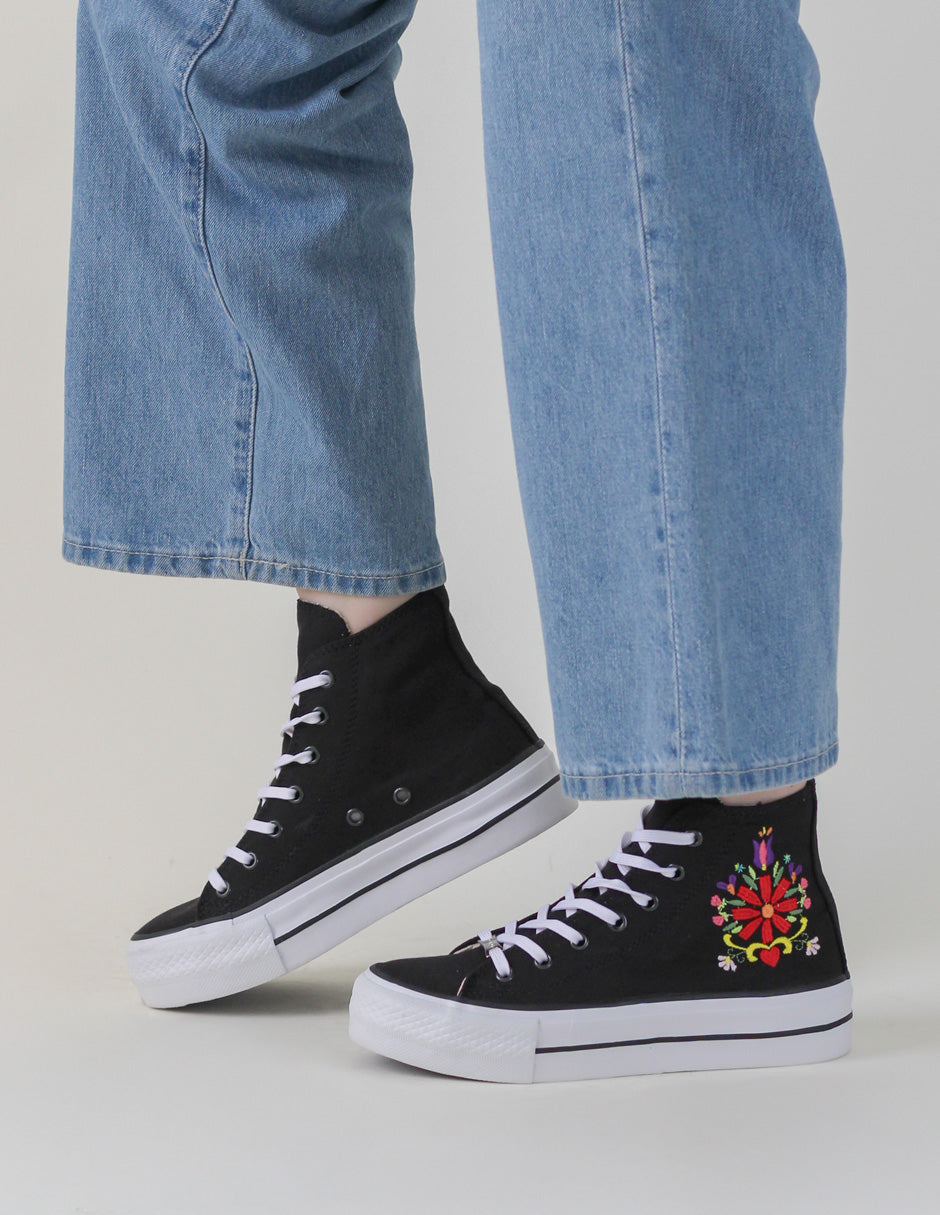 Tenis botín Italia Textil - Negro