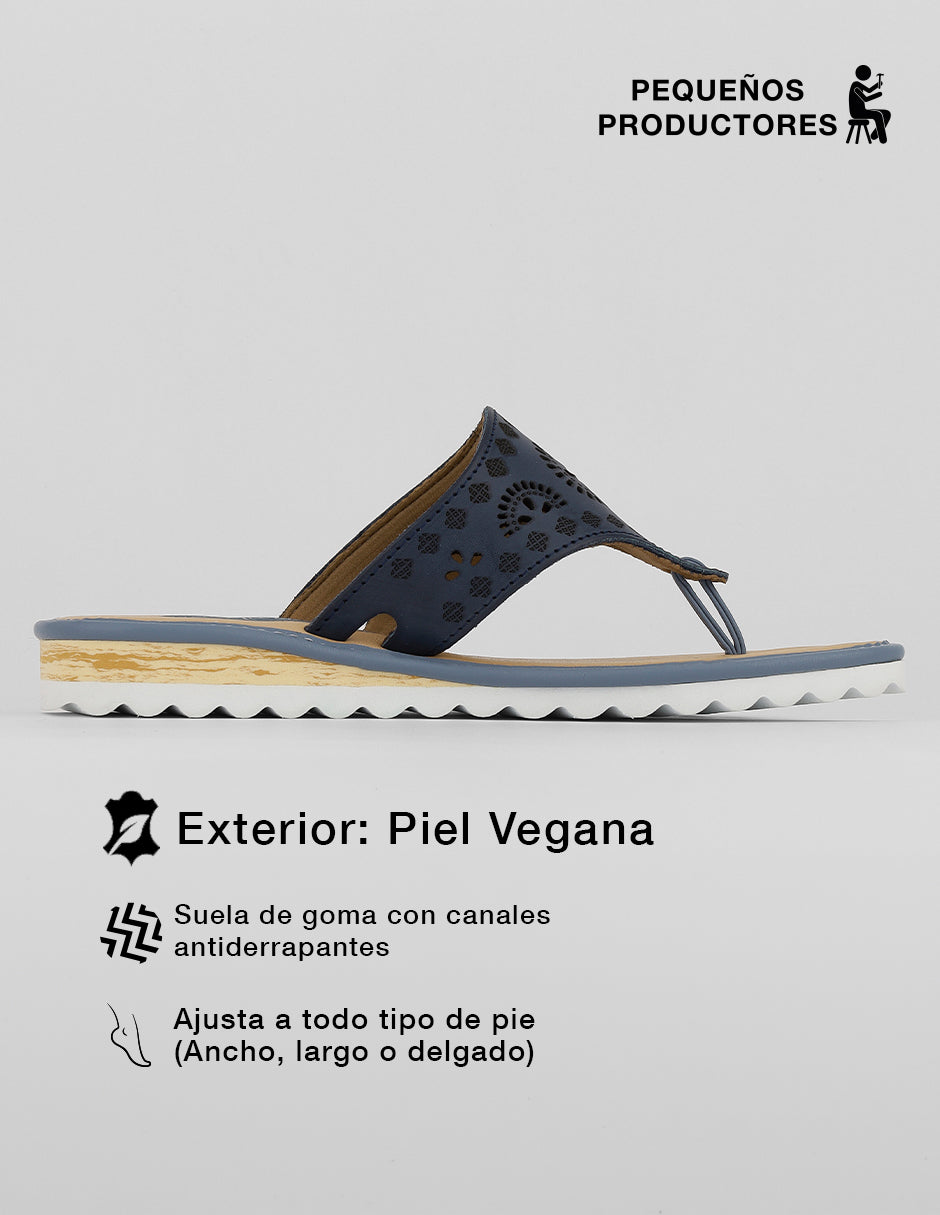 Sandalias con plataforma Solea en Piel vegana – Azul