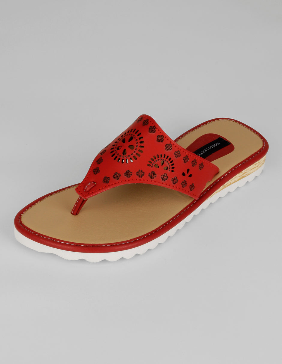 Sandalias con plataforma Solea en Piel vegana – Rojo
