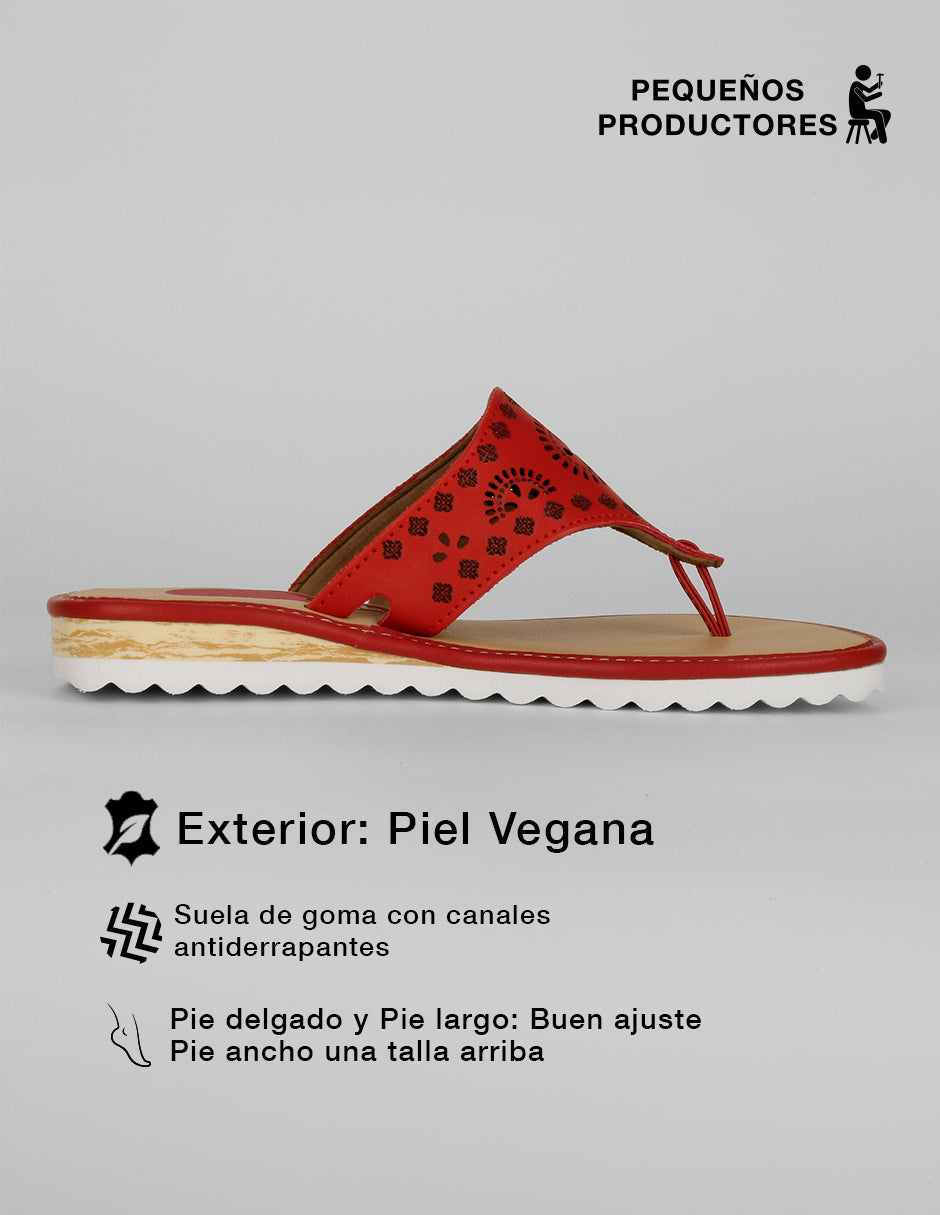 Sandalias con plataforma Solea en Piel vegana – Rojo