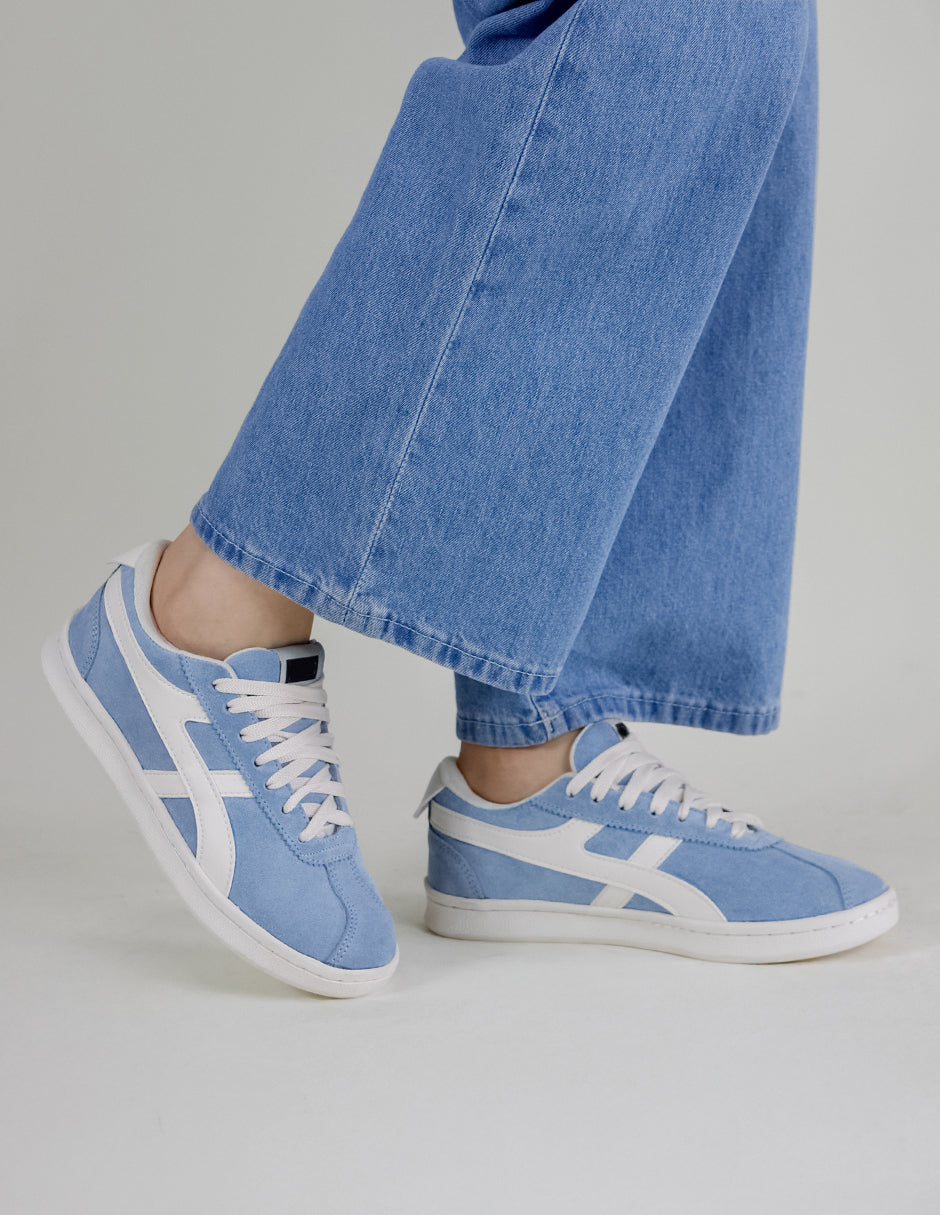 Tenis con cordones Sam Gamuza - Azul