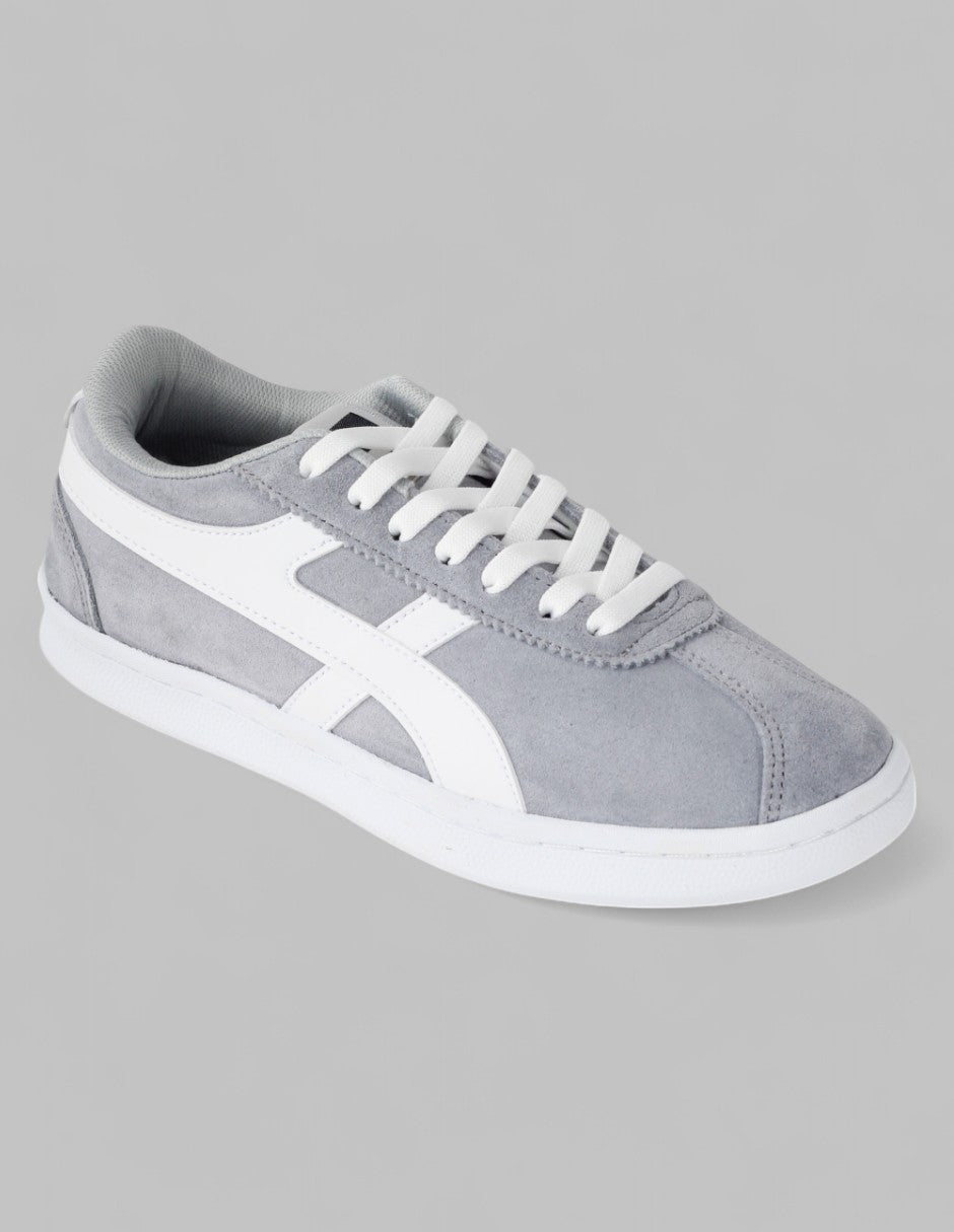 Tenis con cordones Sam Gamuza - Gris