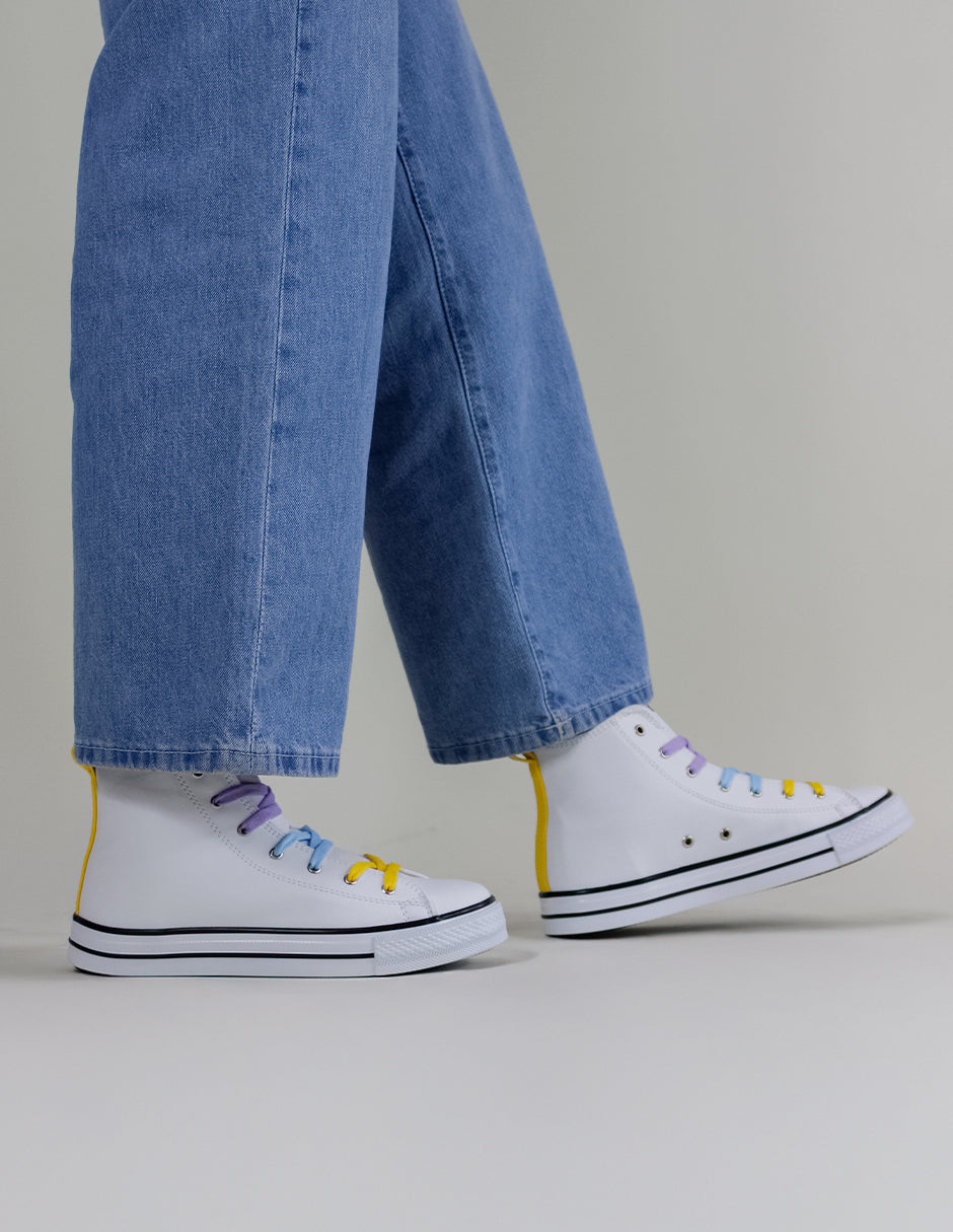 Tenis botín Itala Textil - Blanco