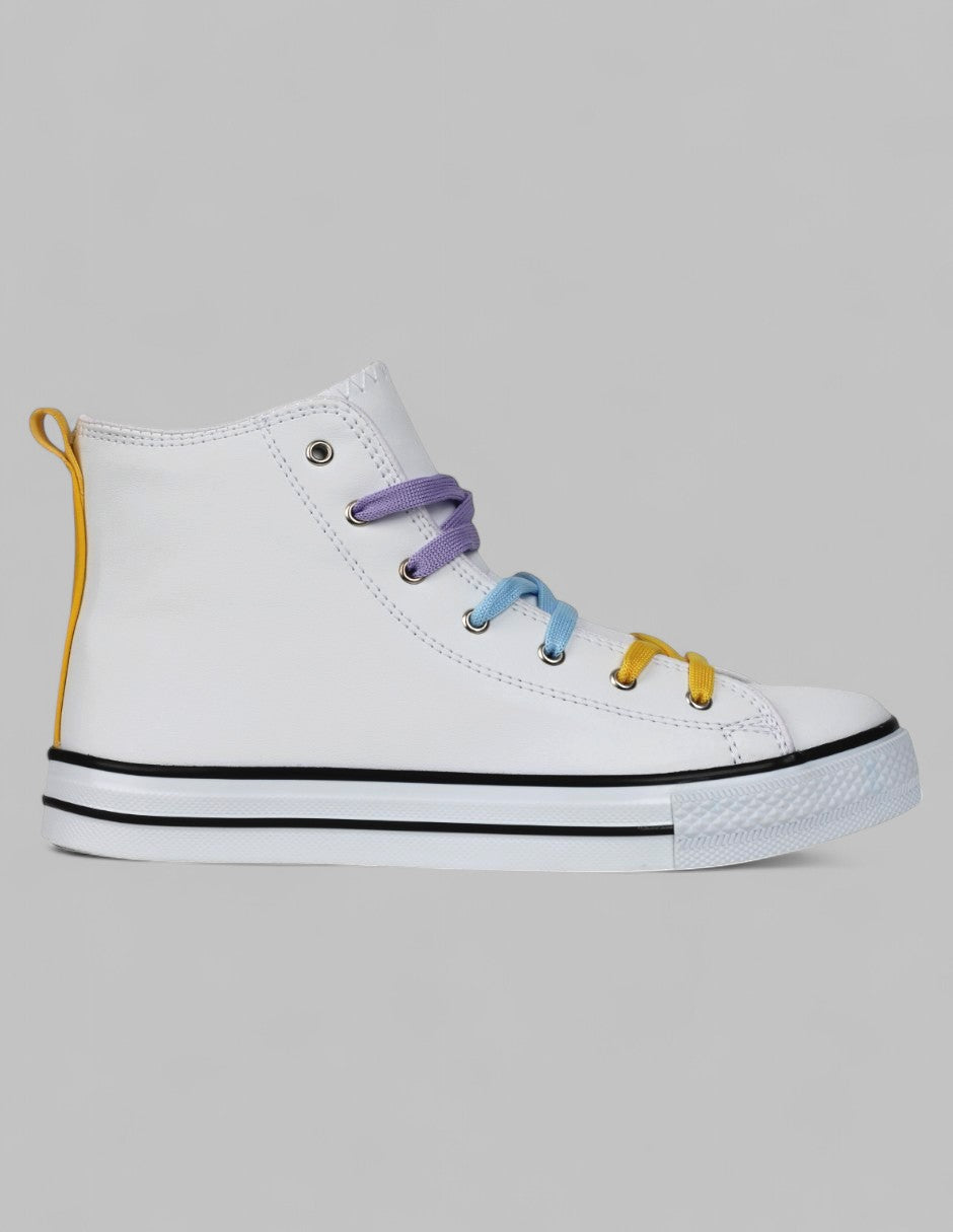 Tenis botín Exterior Piel vegana Color Blanco Para Mujer De RBCOLLECTION