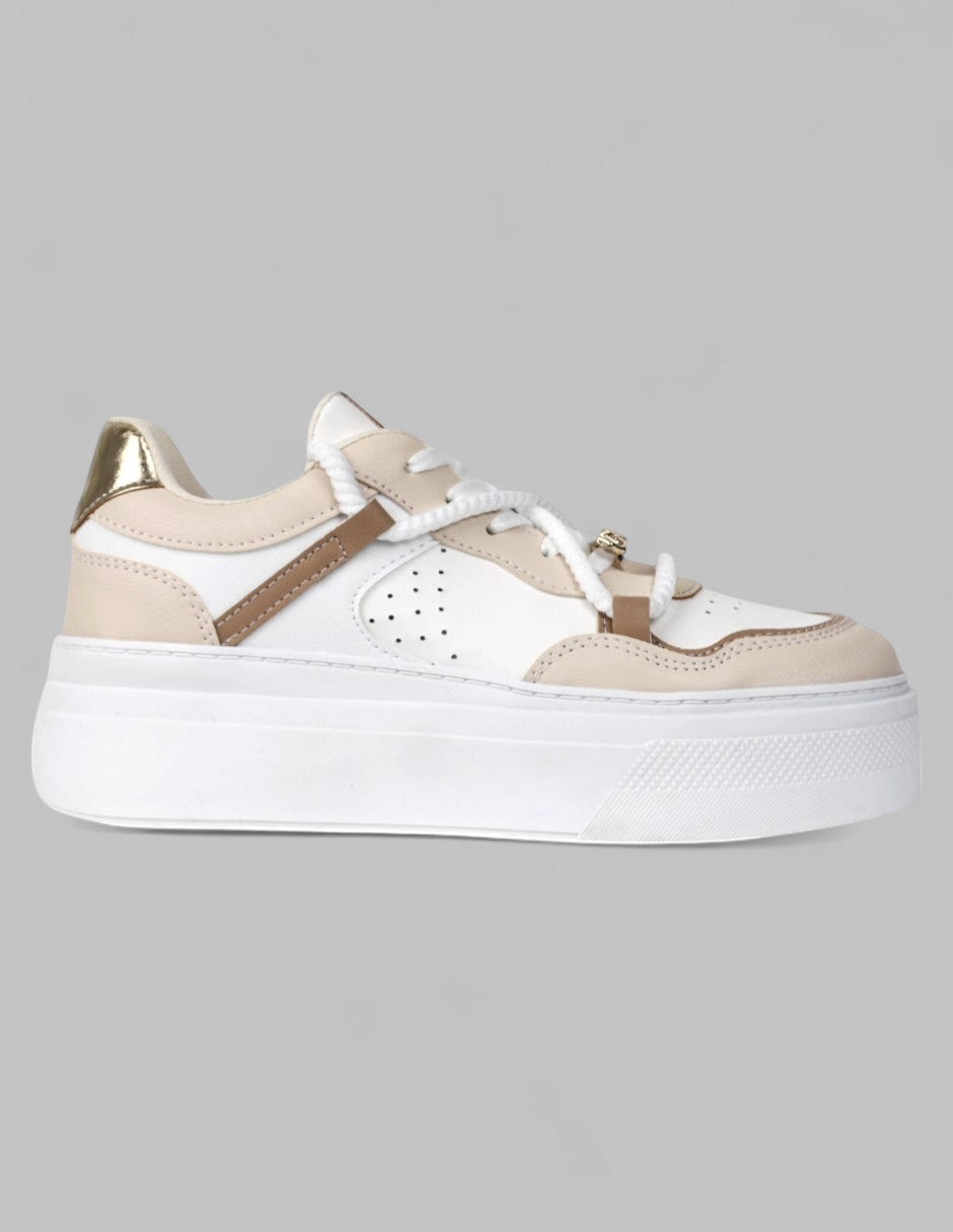 Tenis tipo deportivo Exterior Piel vegana Color Beige Para Mujer De RBCOLLECTION