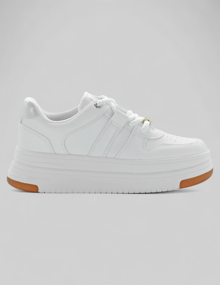 Tenis con cordones Urban en Piel vegana – Blanco
