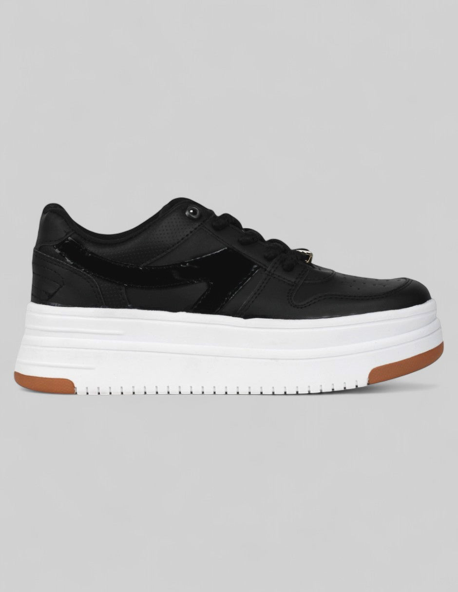 Tenis con cordones Exterior Piel vegana Color Negro Para Mujer De RBCOLLECTION