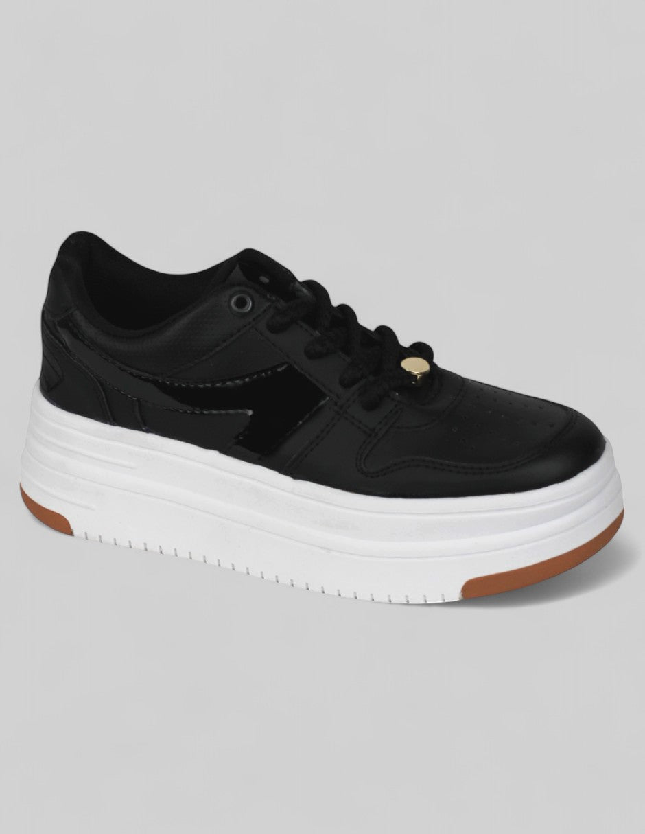 Tenis con cordones Chunk Piel vegana - Negro