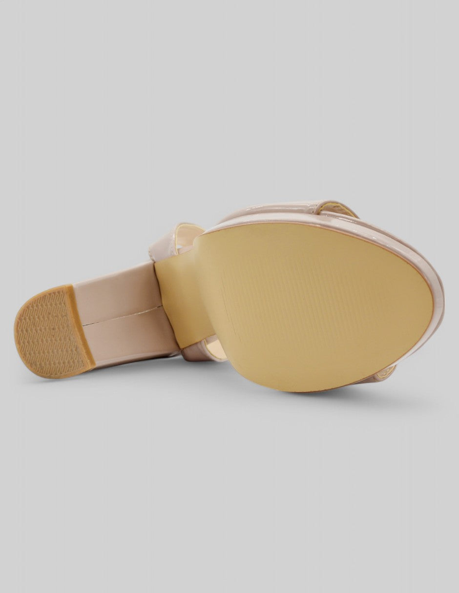 Sandalia con tacón Sassy en Charol - Beige