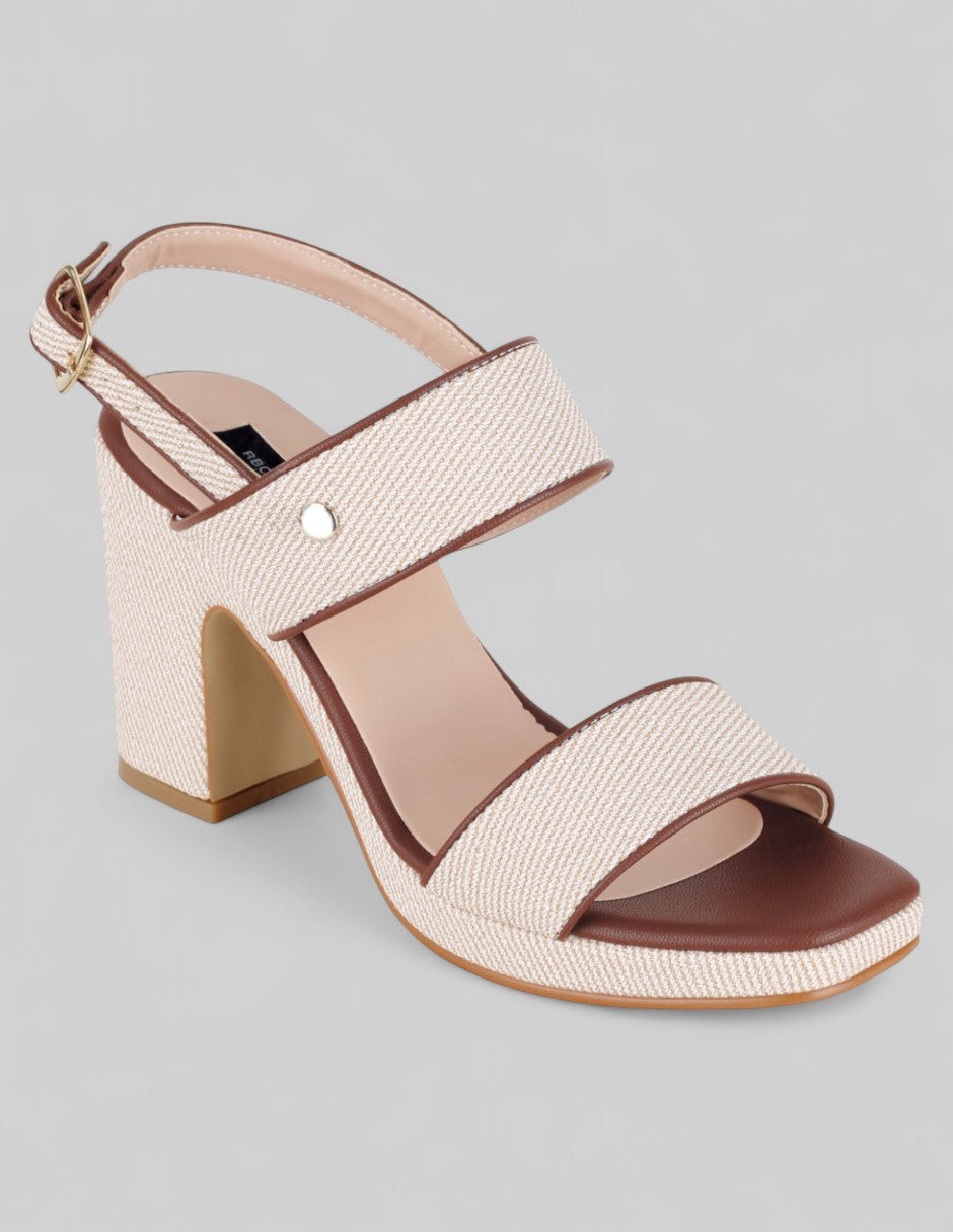 Sandalia con tacón NEVADA en Sintético – Beige