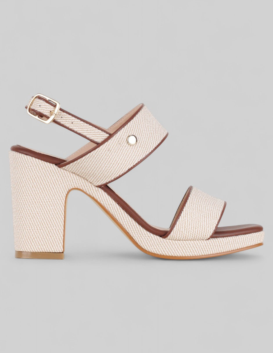 Sandalia con tacón NEVADA en Sintético – Beige