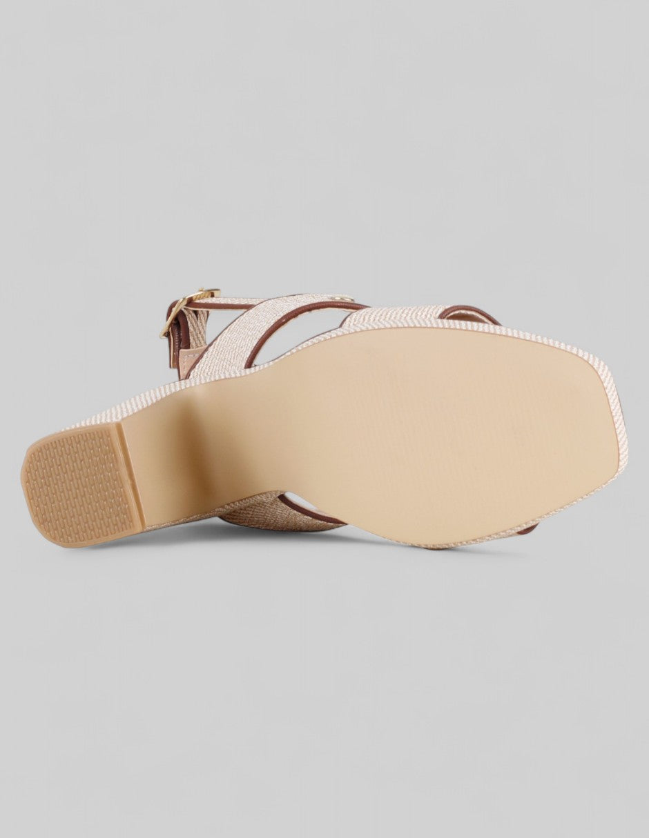 Sandalia con tacón NEVADA en Sintético – Beige