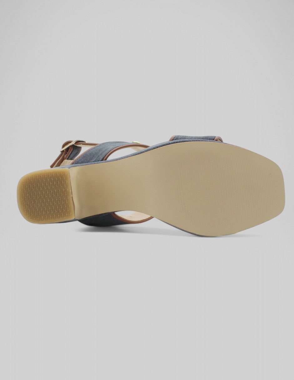 Sandalia con tacón Nevada en Textil - Azul