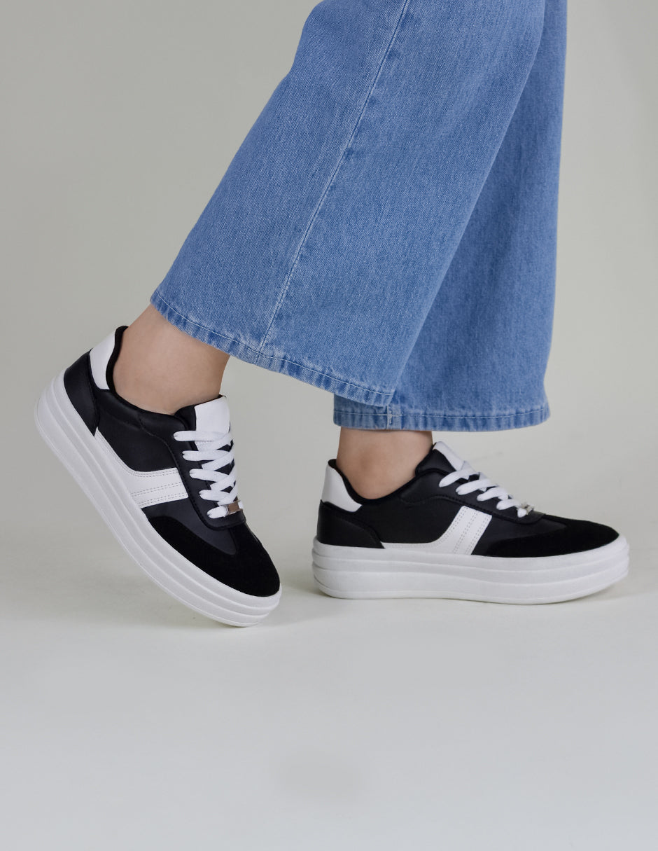Tenis con cordones Urban Piel vegana - Negro