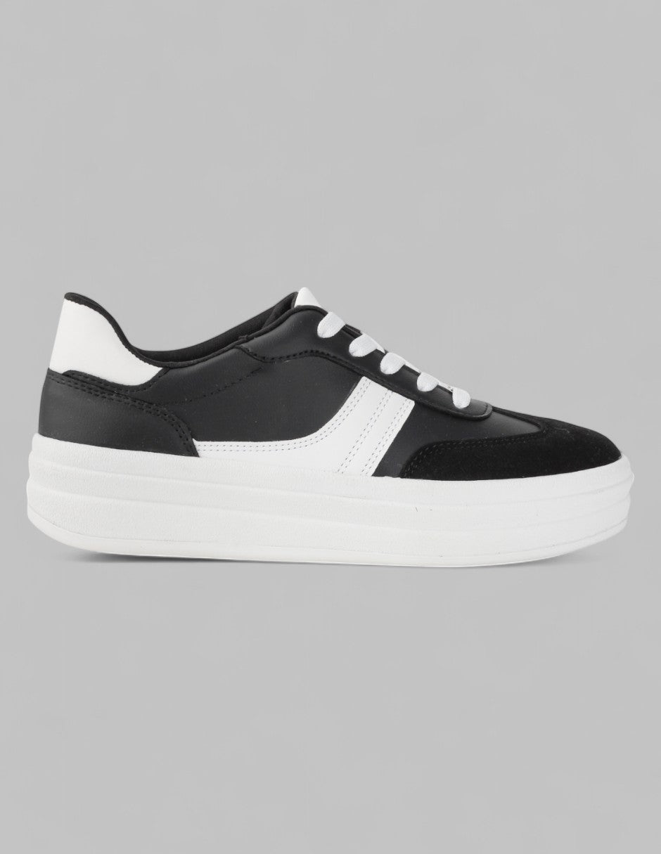 Tenis con cordones Exterior Piel vegana Color Negro Para Mujer De RBCOLLECTION