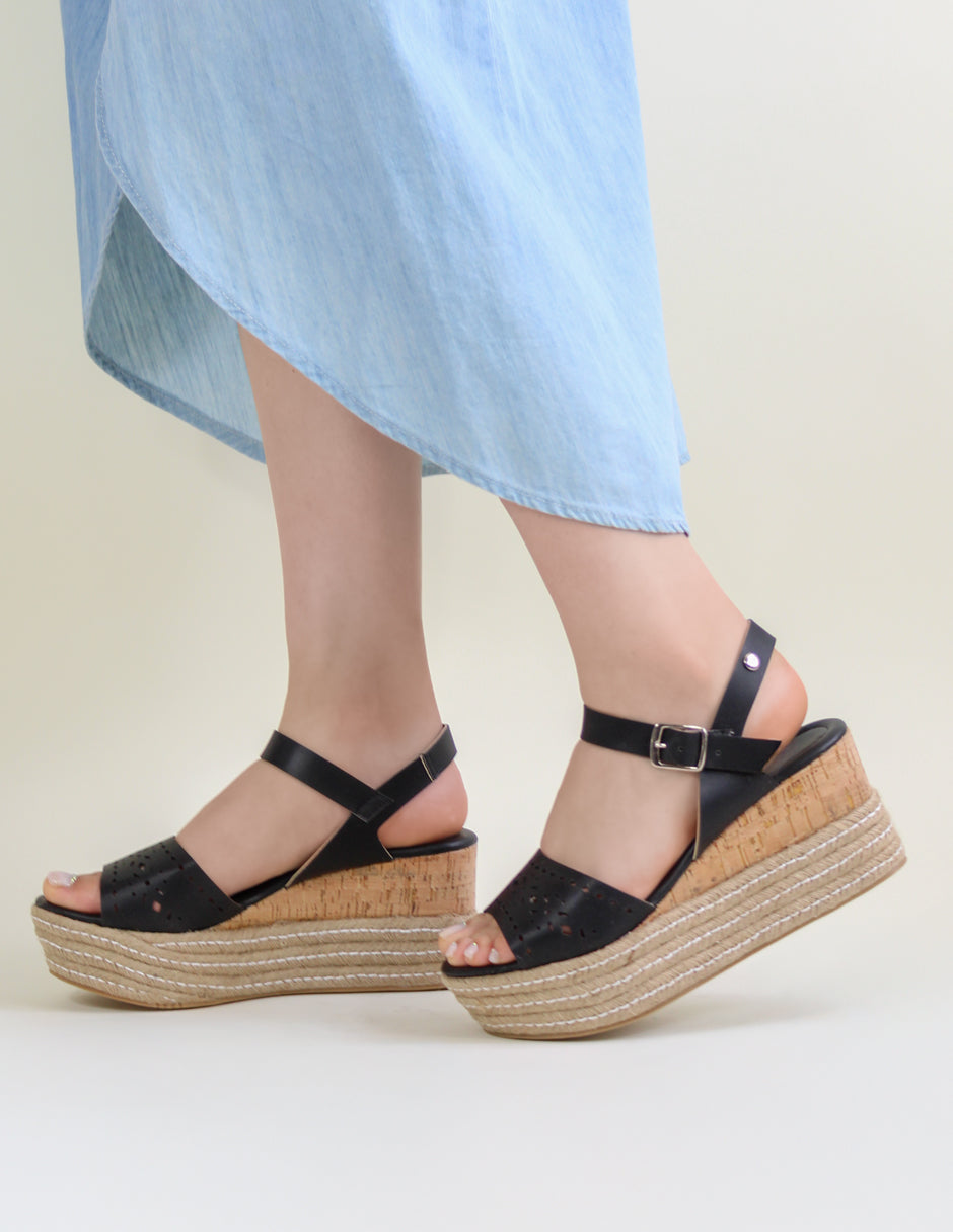 Sandalias con plataforma Daril en Piel vegana - Negro