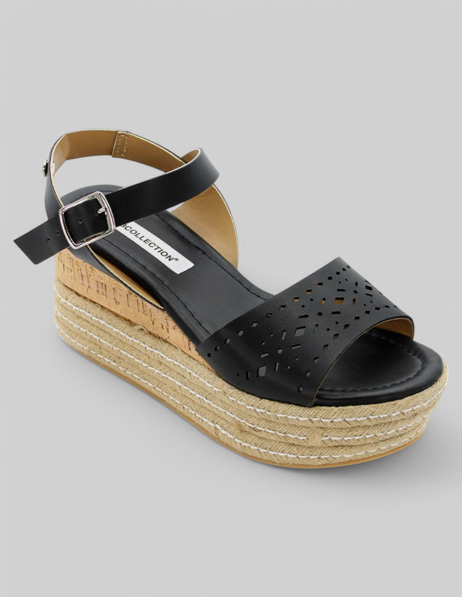 Sandalias con plataforma Exterior Piel vegana Color Negro Para Mujer De RBCOLLECTION