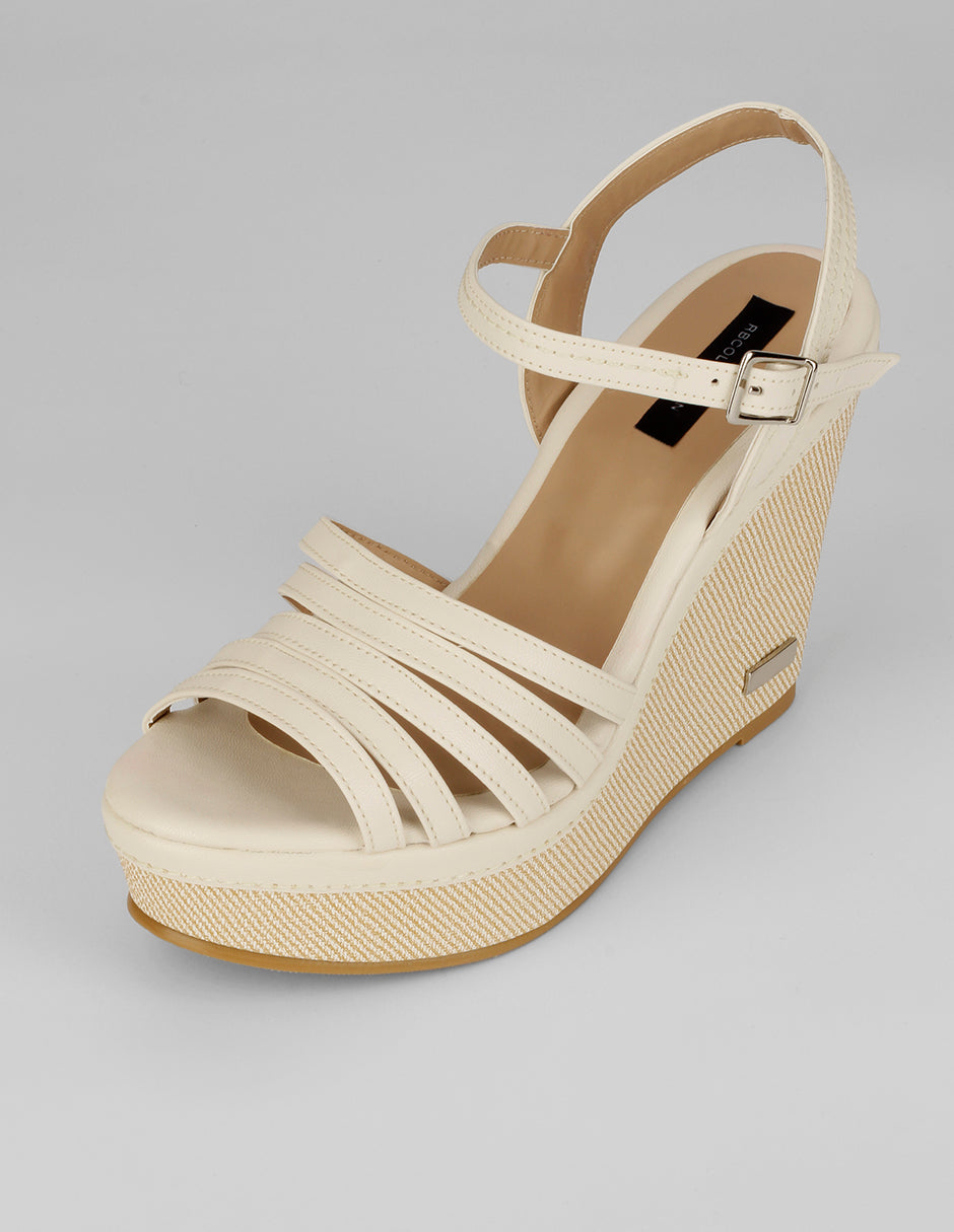 Sandalias con plataforma Naia en Piel vegana – Latte