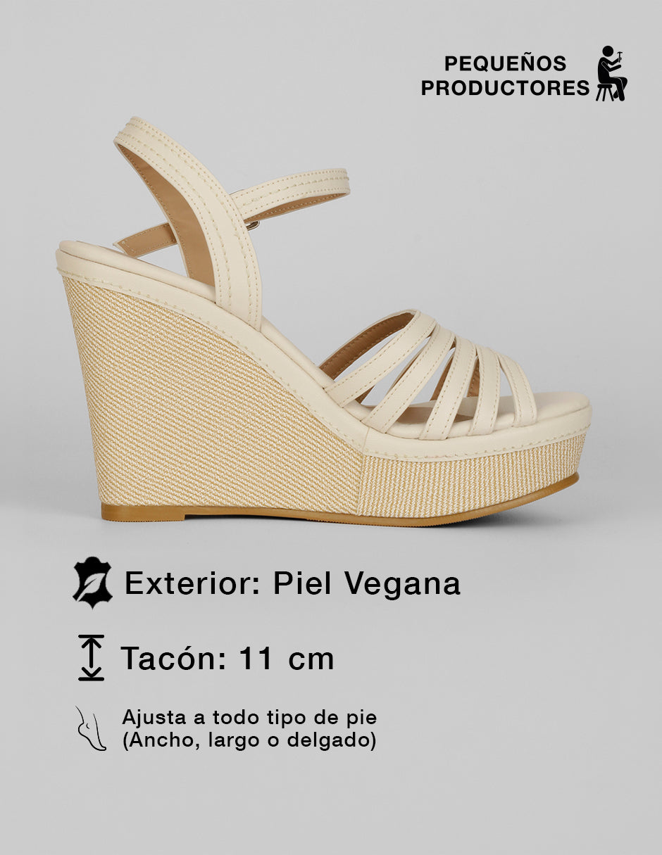 Sandalias con plataforma Naia en Piel vegana – Latte