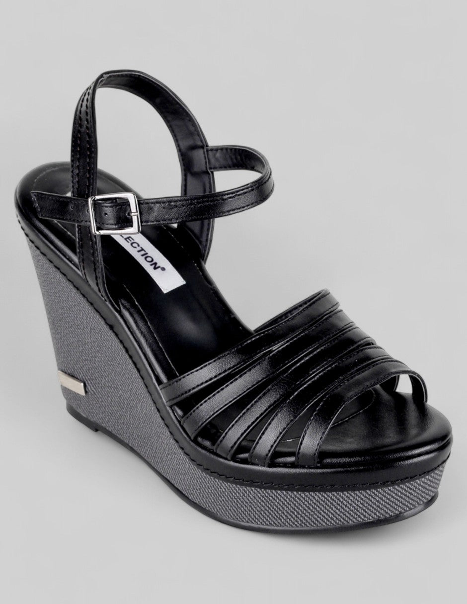 Sandalias con plataforma Naia en Piel vegana – Negro