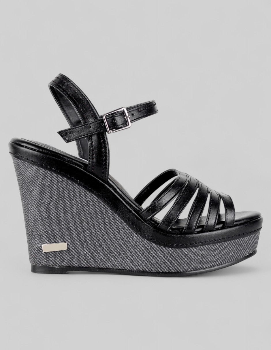 Sandalias con plataforma Naia en Piel vegana – Negro