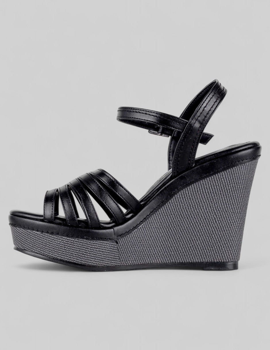 Sandalias con plataforma Naia en Piel vegana – Negro