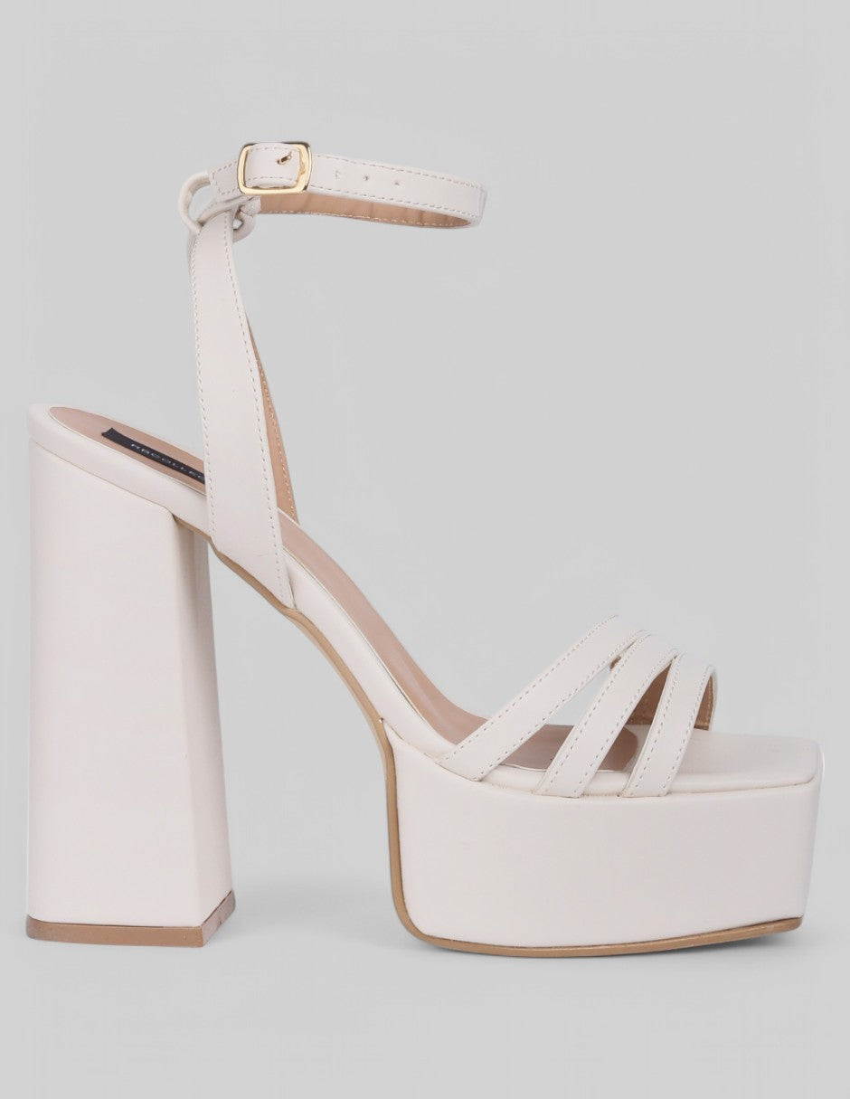 Sandalia con tacón Sassy en Piel vegana - Blanco