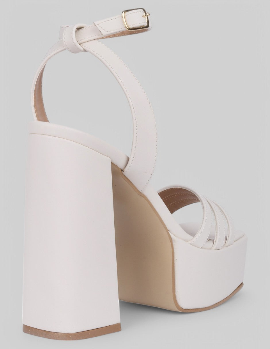Sandalia con tacón Sassy en Piel vegana - Blanco