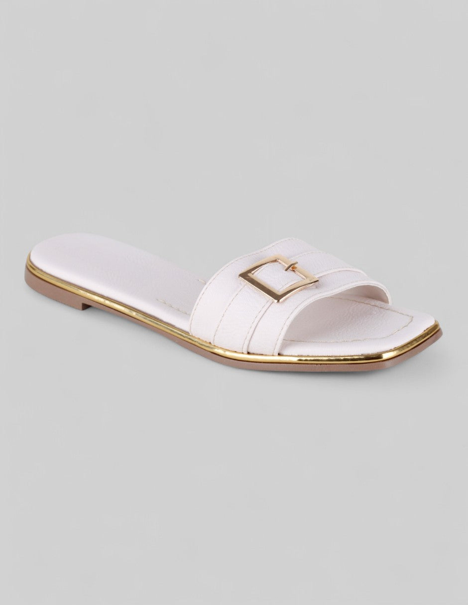 Sandalias de piso Exterior Piel vegana Color Beige Para Mujer De RBBASICS