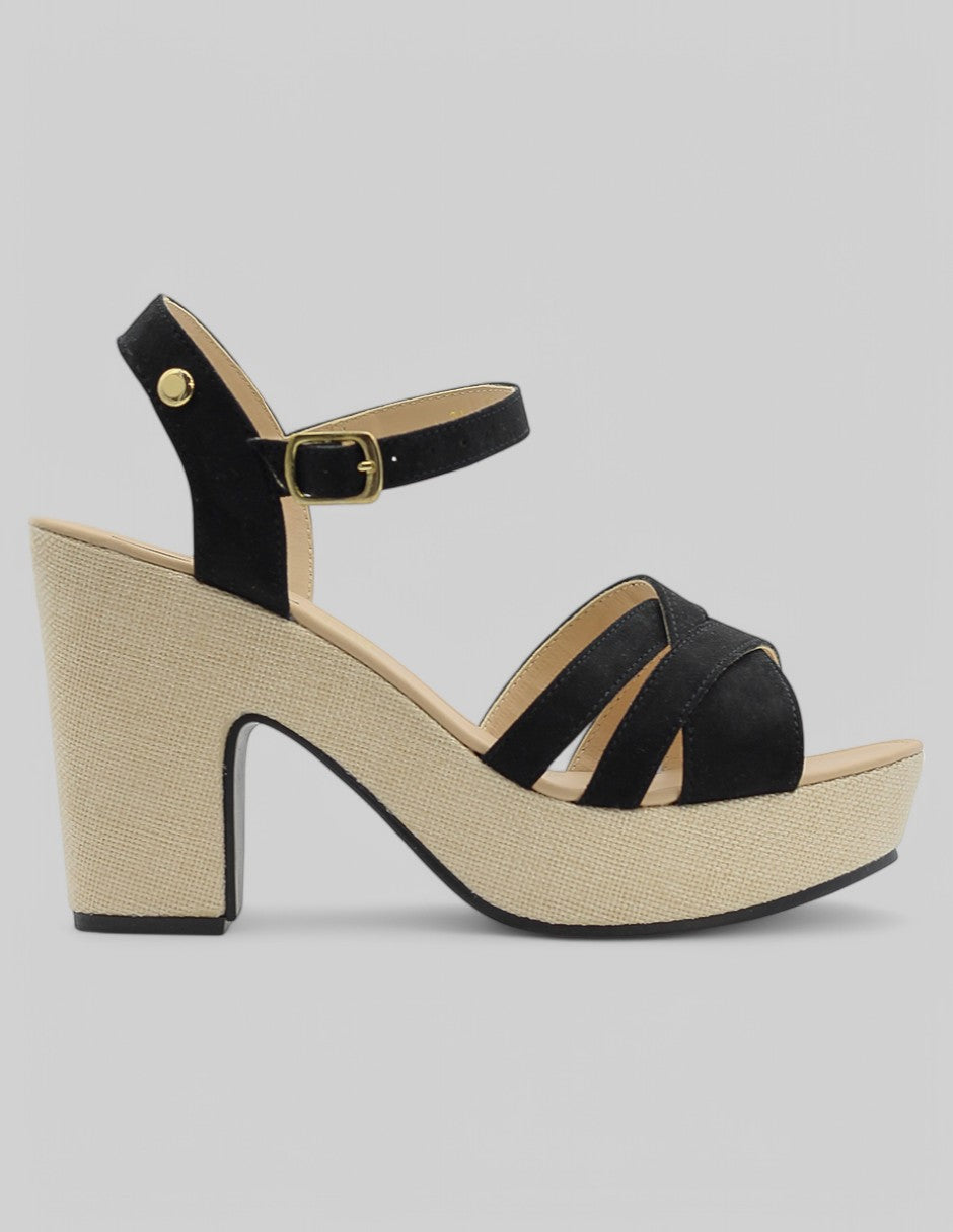Sandalia con tacón Been en Gamuza - Negro