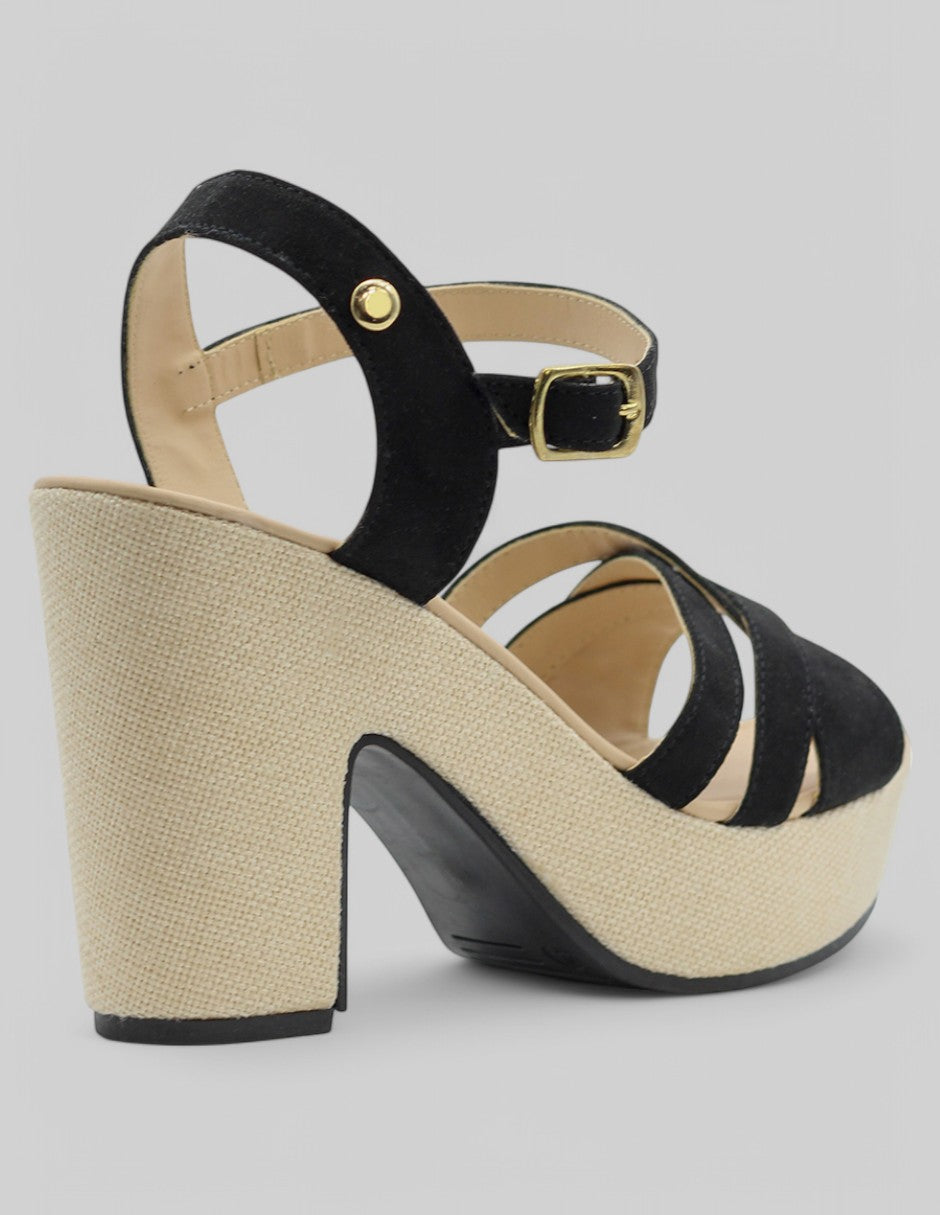 Sandalia con tacón Been en Gamuza - Negro