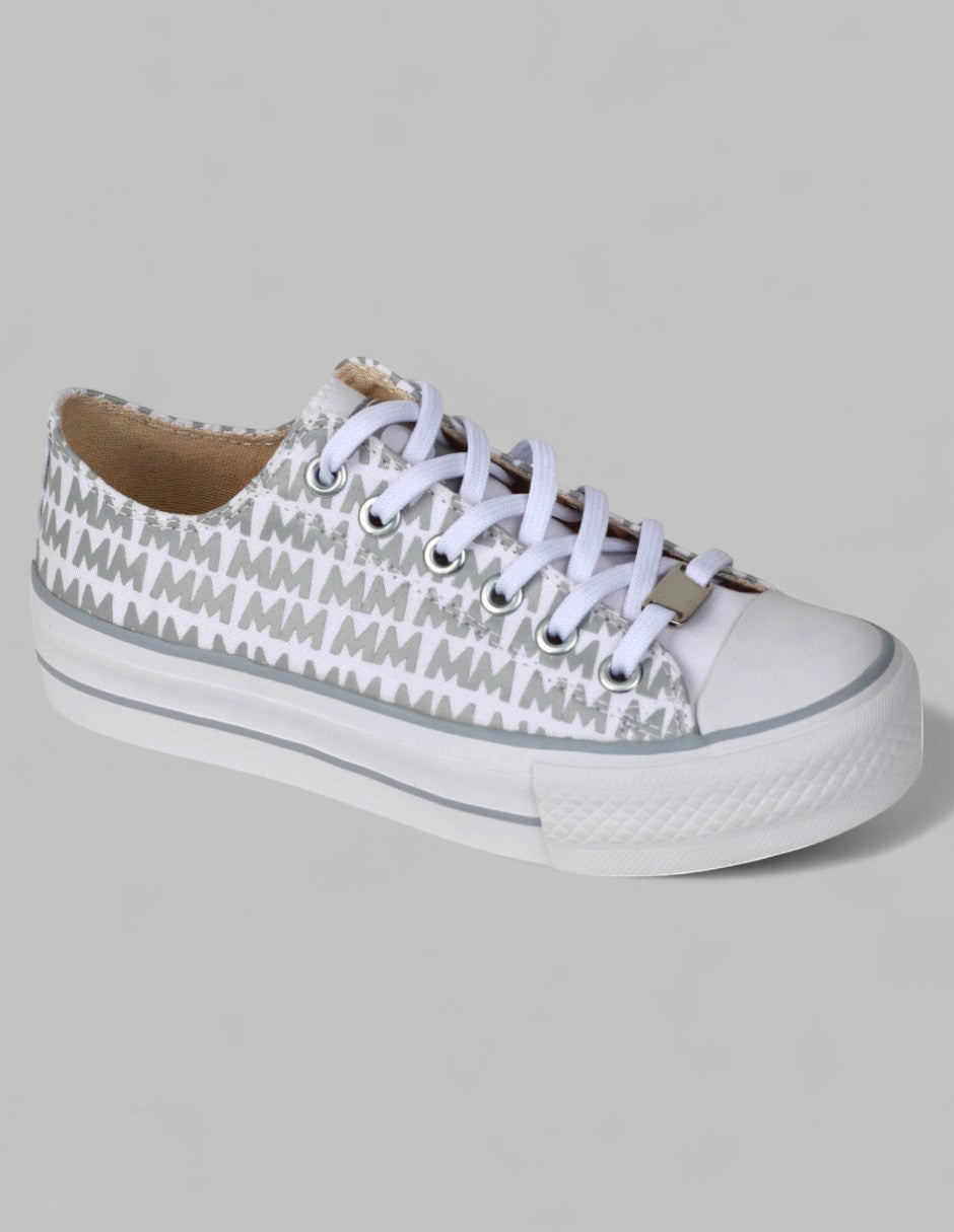 Tenis con cordones Play Textil - Gris