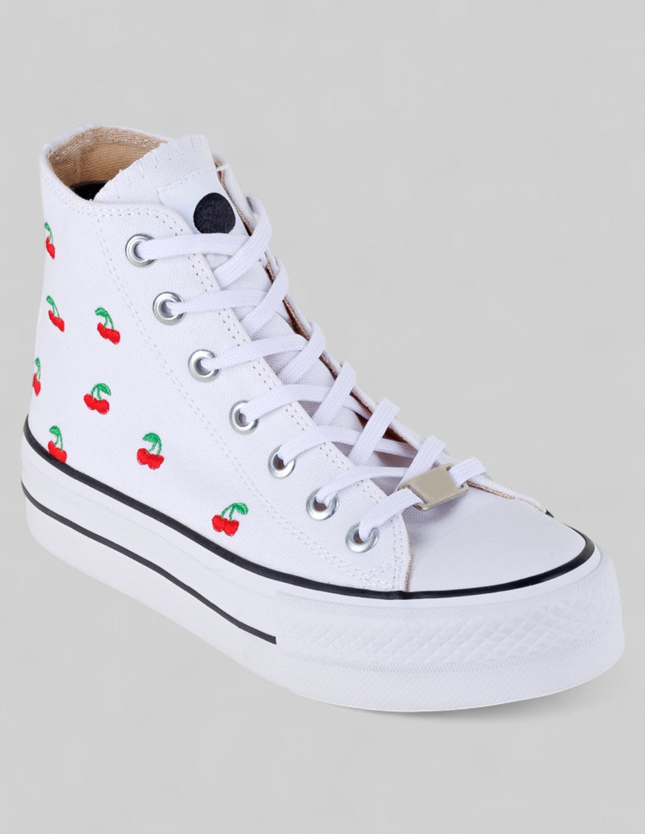 Tenis Botín Exterior Textil Color Blanco Para Mujer De RBCOLLECTION