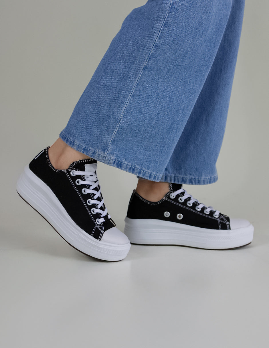 Tenis con cordones Chunk Textil - Negro