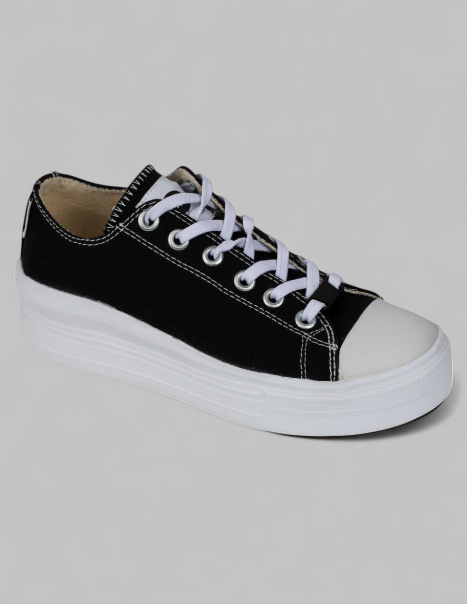 Tenis con cordones Chunk Textil - Negro