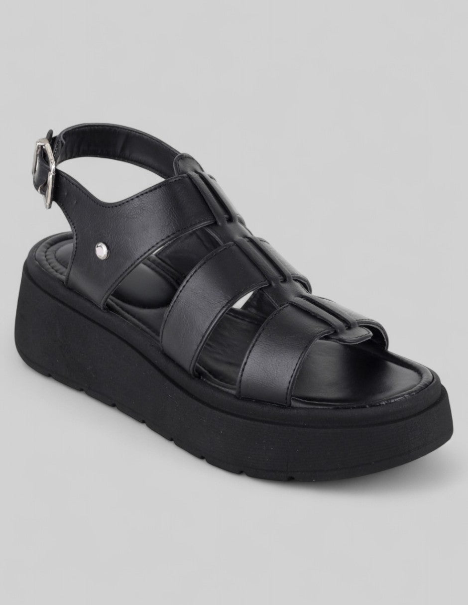 Sandalias con plataforma Exterior Piel vegana Color Negro Para Mujer De RBCOLLECTION