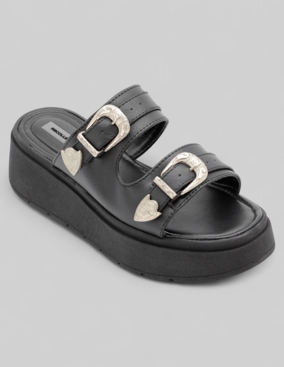 Sandalias con plataforma Exterior Piel vegana Color Negro Para Mujer De RBCOLLECTION