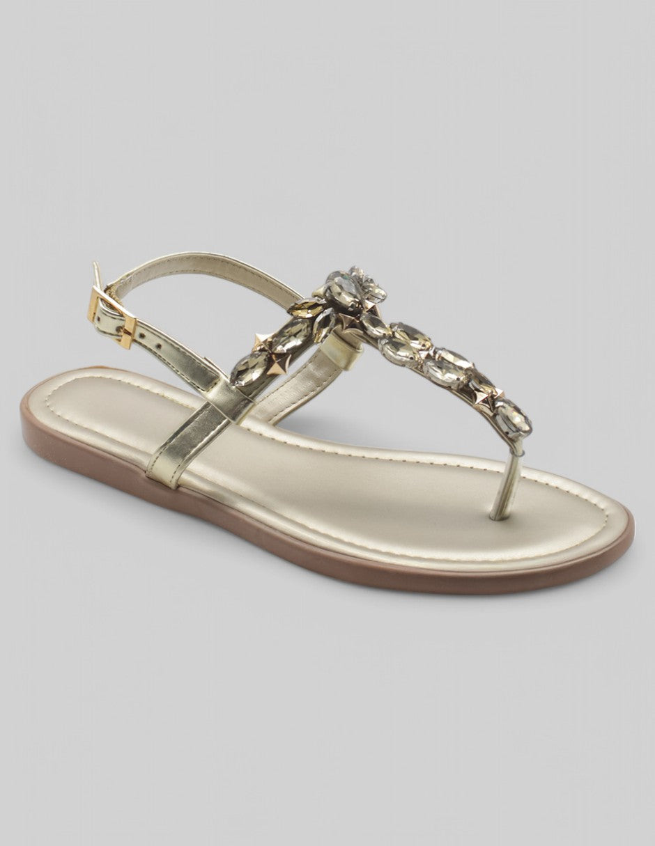 Sandalias de piso Exterior Sintético Color Oro Para Mujer De RBBASICS