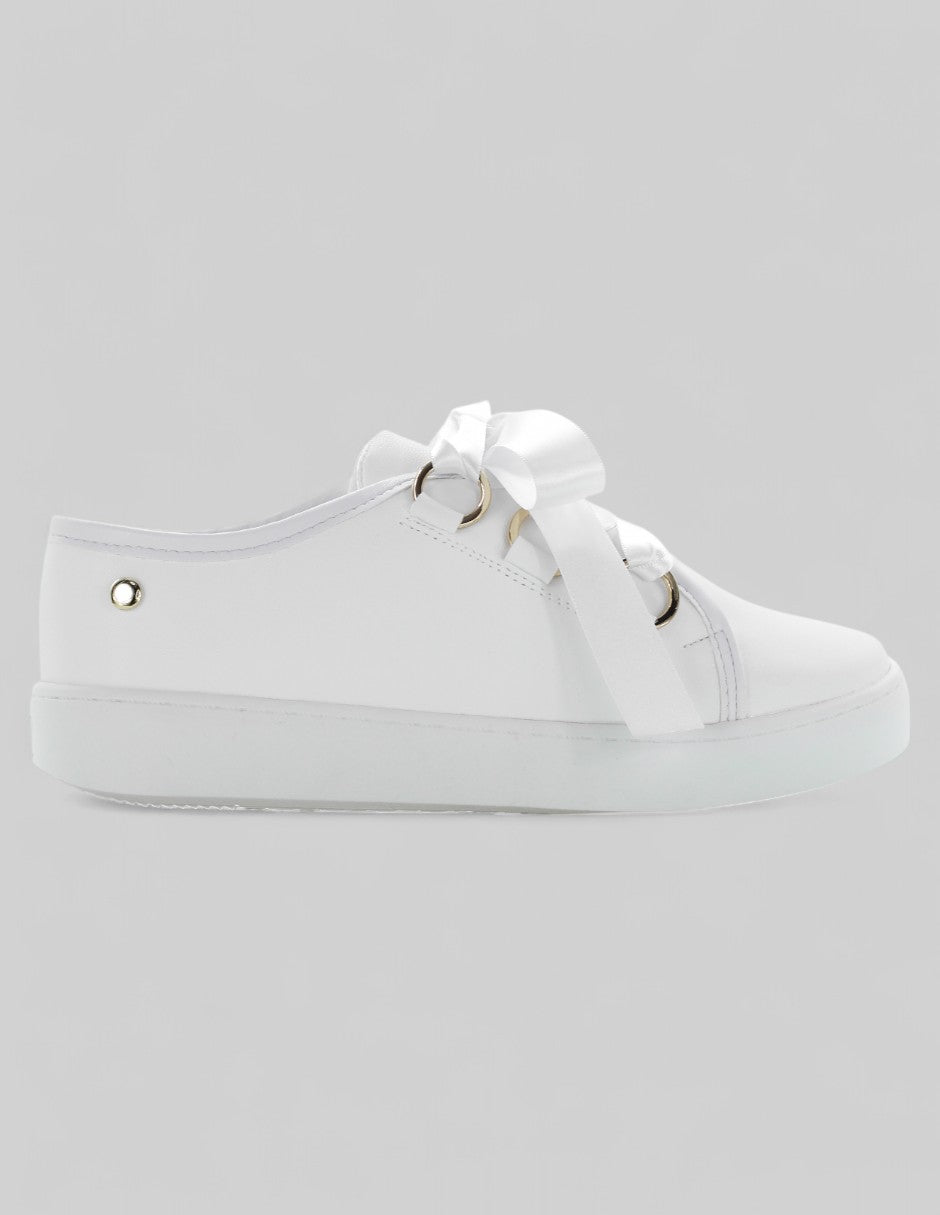 Tenis con cordones Aura en Piel vegana – Blanco