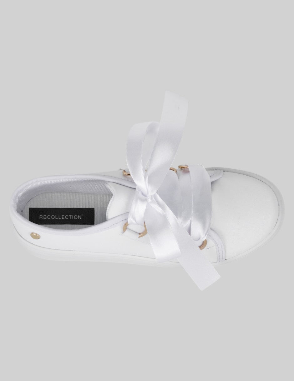 Tenis con cordones Aura en Piel vegana – Blanco
