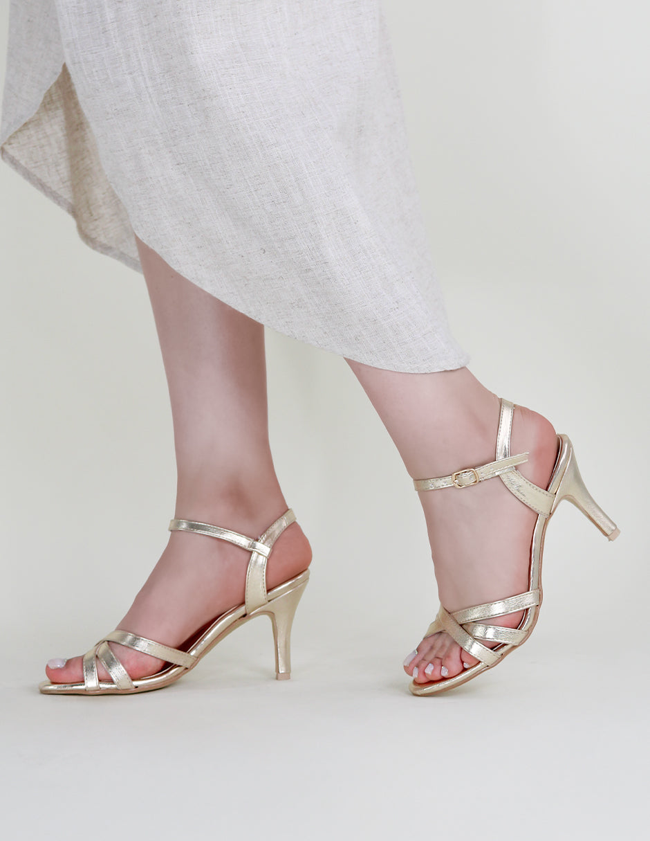Sandalia con tacón Soft en Sintético - Dorado