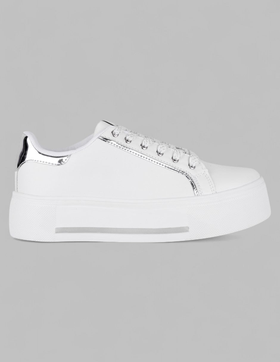 Tenis con cordones Urban en Piel vegana – Blanco