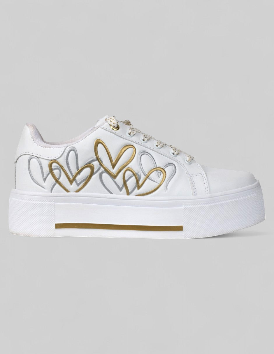 Tenis con cordones Exterior Sintético Color Blanco Para Mujer De RBCOLLECTION