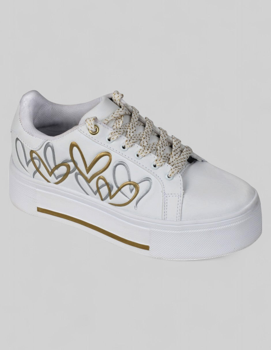 Tenis con cordones Lady Sintético - Blanco
