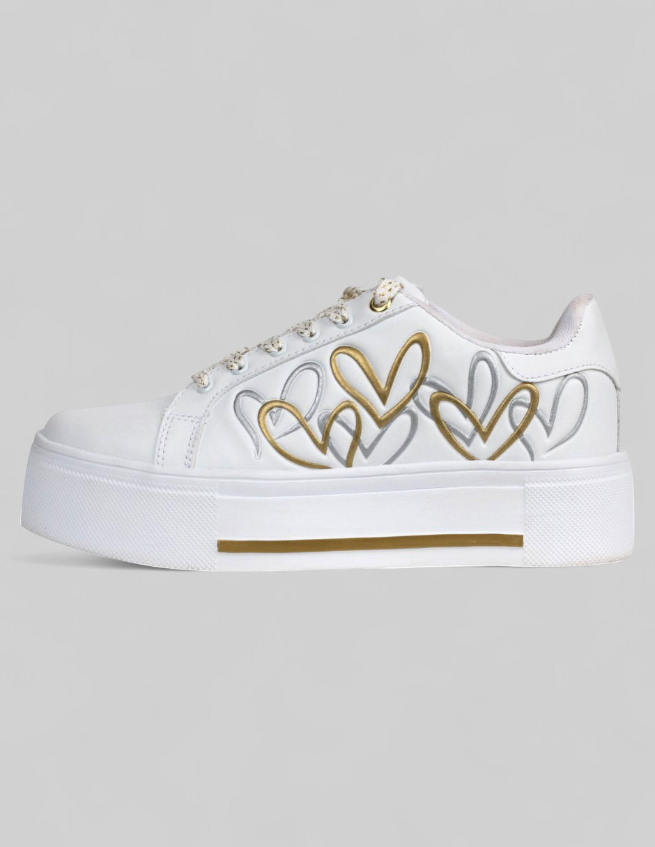 Tenis con cordones Lady Sintético - Blanco